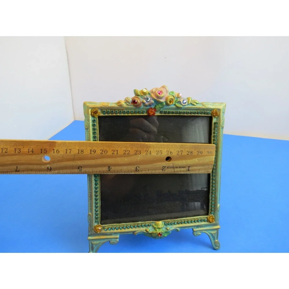 Vintage Ornate Boho 4.25 x 4.25 Rhinestone Sparkly Picture Frame